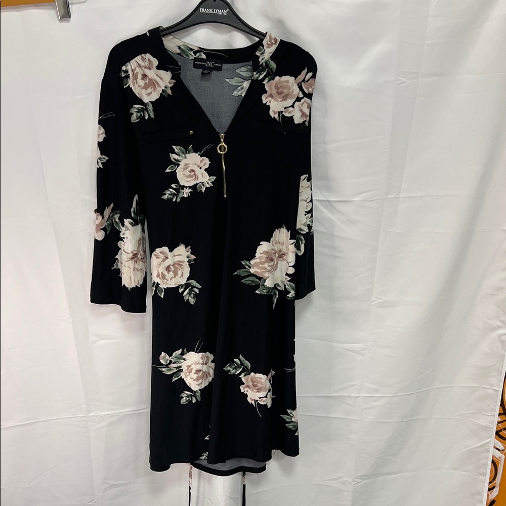 INC International Concepts Black Floral Midi Dress
